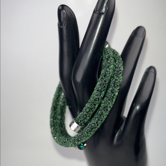 Authentic Swarovski Crystaldust Double Loop Bracelet/Bangle ~ in Green - Picture 2 of 14